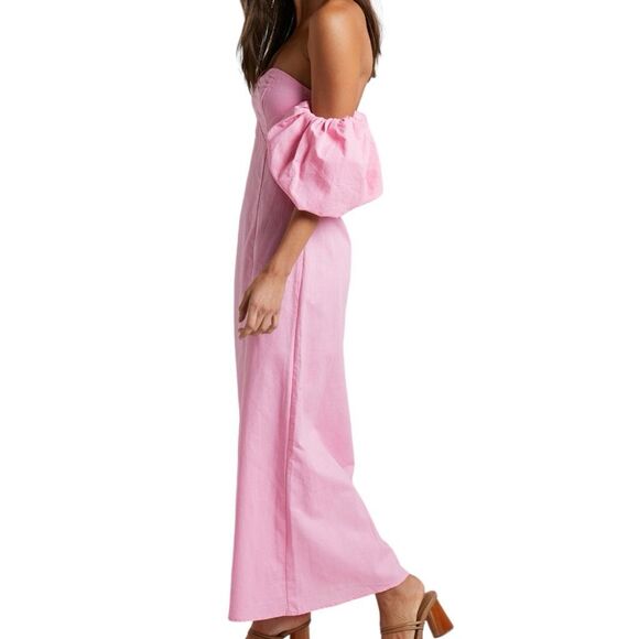 SHOWPO. Dress Amalie The Label Beccah Linen Off Shoulder Size 4 NEW WITH TAGS - Picture 6 of 10